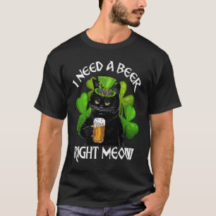 Zwarte Kat Drinkt Bier St Patricks Dag Voor Ieren T-shirt