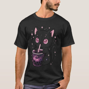Zwarte Kat Drinkt Boba Goth Bubble Tea T-shirt