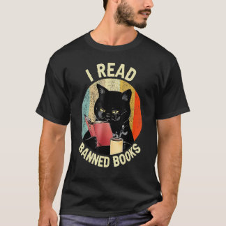 Zwarte Kat Drinkt Koffie Ik Lees Verboden Boeken B T-shirt