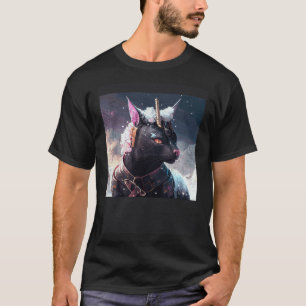 Zwarte Kat Eenhoorn Sneeuw T-shirt