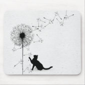 Zwarte kat en andelionzaad muismat (Voorkant)