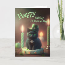 Zwarte kat en Cake Birthday St. Patrick's Day