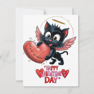 Zwarte kat en een hart vol liefde notitiekaartje