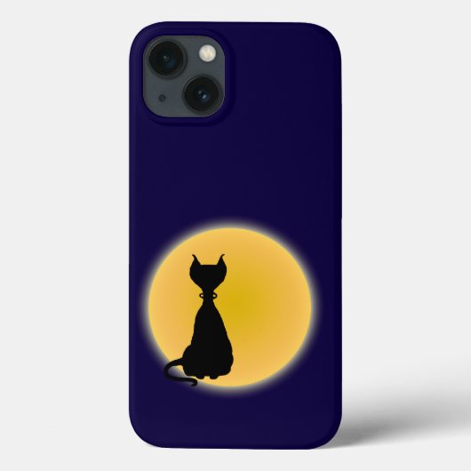 Zwarte kat en gele moon Halloween Art Case-Mate iPhone Case (Achterkant)