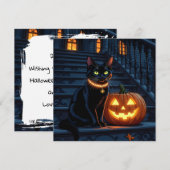 Zwarte kat en gloeiende pompoen Halloween (Voorkant / Achterkant)