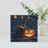 Zwarte kat en gloeiende pompoen Halloween (Staand voorkant)
