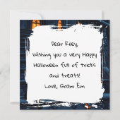 Zwarte kat en gloeiende pompoen Halloween (Achterkant)