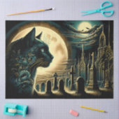 Zwarte kat en gotische begraafplaats Halloween Tissuepapier (Craft)
