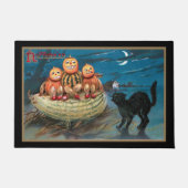 zwarte kat en grappige pompoenen deurmat (Voorkant)