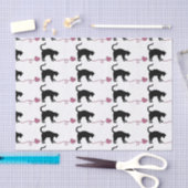Zwarte kat en hartritmedane garens (roze) tissuepapier (Craft)