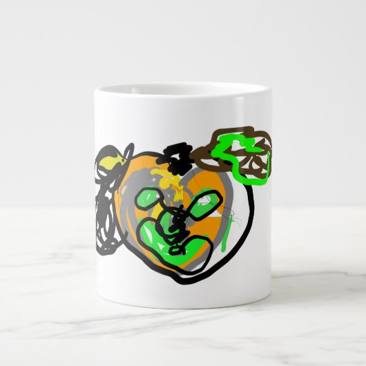 Zwarte kat en Jack O Lantern Latte Extra Grote Beker (Voorkant)