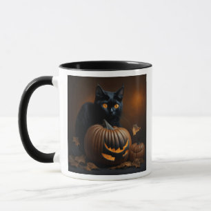 Zwarte Kat en Jack-O-Lantern Mok