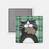 Zwarte kat en peperkoek Xmas Boom Magnet Magneet (Voorkant / Achterkant)