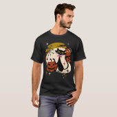 Zwarte Kat en Pompoen Atomic Retro Halloween T-Shi T-shirt (Voorkant volledig)