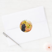  zwarte kat en pompoen Halloween Ronde Sticker (Envelop)