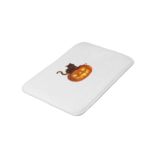 Zwarte kat en pompoen - Spooky Halloween Magic Cla Badmat (Gekanteld)