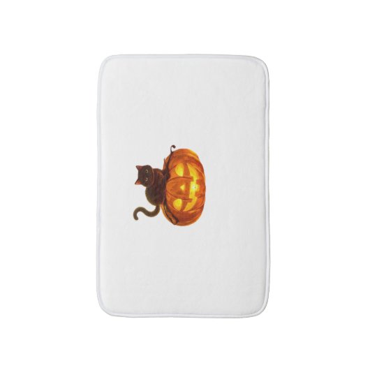 Zwarte kat en pompoen - Spooky Halloween Magic Cla Badmat (Voorkant Verticaal)