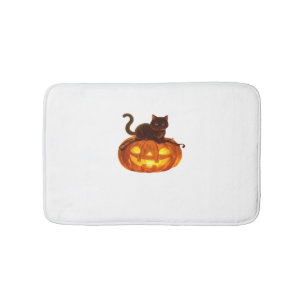 Zwarte kat en pompoen - Spooky Halloween Magic Cla Badmat