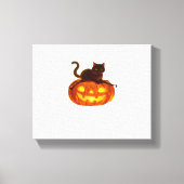 Zwarte kat en pompoen - Spooky Halloween Magic Cla Canvas Afdruk (Voorkant)