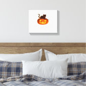 Zwarte kat en pompoen - Spooky Halloween Magic Cla Canvas Afdruk (Insitu (Slaapkamer))