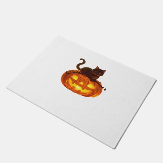 Zwarte kat en pompoen - Spooky Halloween Magic Cla Deurmat (Schuin)