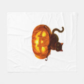 Zwarte kat en pompoen - Spooky Halloween Magic Cla Fleece Deken (Voorkant (Horizontaal))