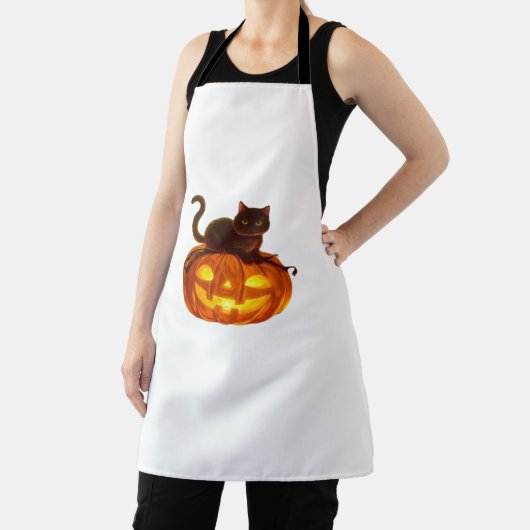 Zwarte kat en pompoen - Spooky Halloween Magic Cla Schort (Insitu)