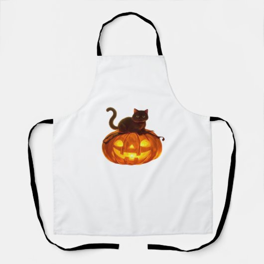 Zwarte kat en pompoen - Spooky Halloween Magic Cla Schort (Voorkant)