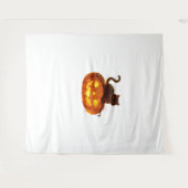 Zwarte kat en pompoen - Spooky Halloween Magic Cla Wandkleed (Voorkant (horizontaal))