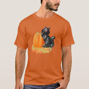 Zwarte kat en pompoen t-shirt