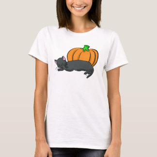 Zwarte kat en pompoen t-shirt
