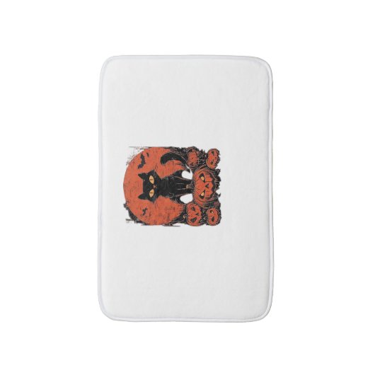 Zwarte kat en pompoenen - Halloween T-shirt Art Cl Badmat (Voorkant Verticaal)