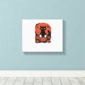 Zwarte kat en pompoenen - Halloween T-shirt Art Cl Canvas Afdruk (Insitu (Houten vloer))
