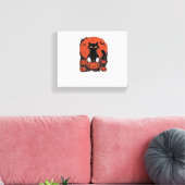 Zwarte kat en pompoenen - Halloween T-shirt Art Cl Canvas Afdruk (Insitu (Woonkamer))
