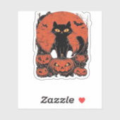 Zwarte kat en pompoenen - Halloween T-shirt Art Cl Sticker (Vel)