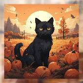 Zwarte kat en pompoenen raamsticker (Vel 2)