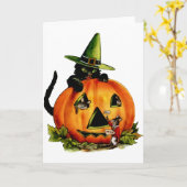  zwarte kat- en pompoenkaart kaart (Gele Bloem)