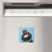 Zwarte kat en Robin feestelijke magneet (Insitu (Vaatwasser))