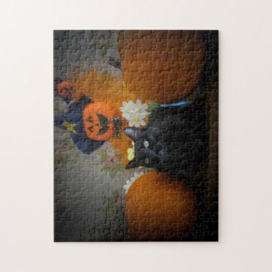 Zwarte kat en scarecrow of maak je eigen. legpuzzel (Verticaal)