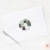 Zwarte kat en Snowman Ronde Sticker (Envelop)