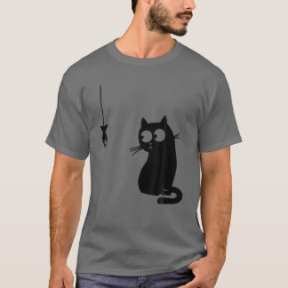 Zwarte kat en vis grappige kat t-shirt