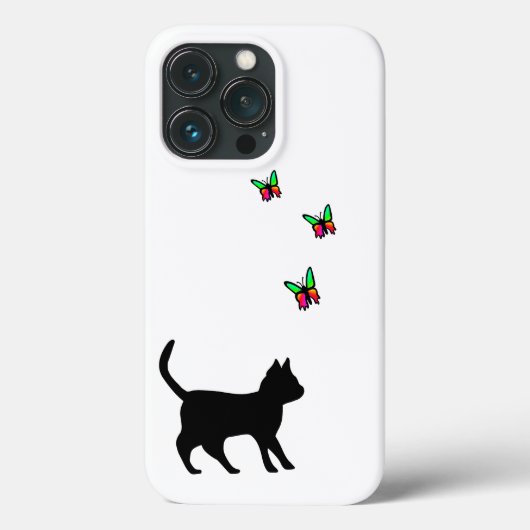 Zwarte kat en vlinder Case-Mate iPhone case (Achterkant)