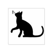 Zwarte kat en vlinder rubberstempel (Afrduk)