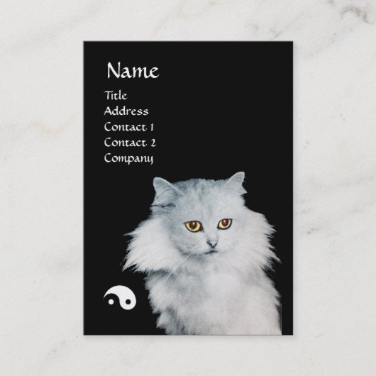 ZWARTE KAT EN WITTE KAT YIN YANG VISITEKAARTJE (Voorkant)