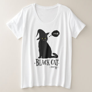 Zwarte Kat Energie Grote Maat T-shirt