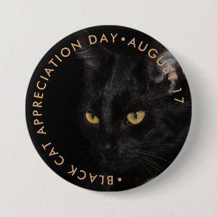 Zwarte kat-evaluatiedag ronde button 7,6 cm