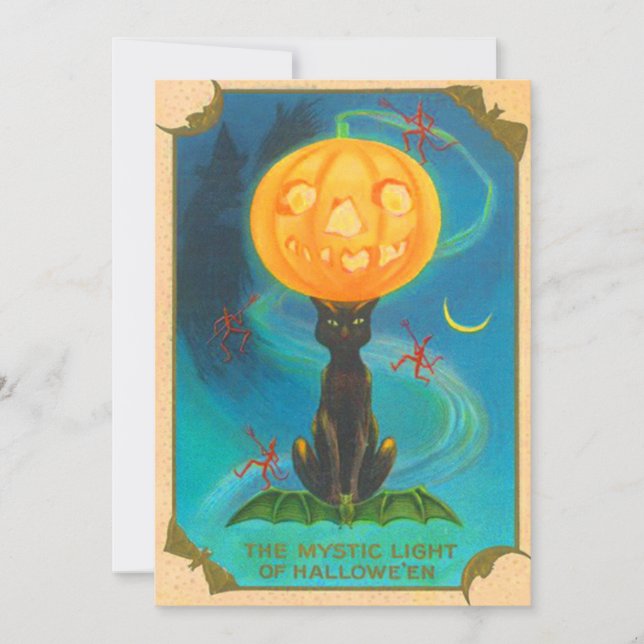 Zwarte Kat Evenwicht Jack O Lantern Pompoen (Voorkant)