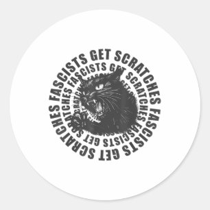 Zwarte kat fascisten krijgen krassen grappige kat ronde sticker