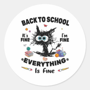 Zwarte Kat Gaat Naar School Het Is Goed Ik Ben Goe Ronde Sticker