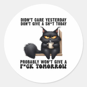 Zwarte kat gaf niet om gisteren Geef geen schot To Ronde Sticker